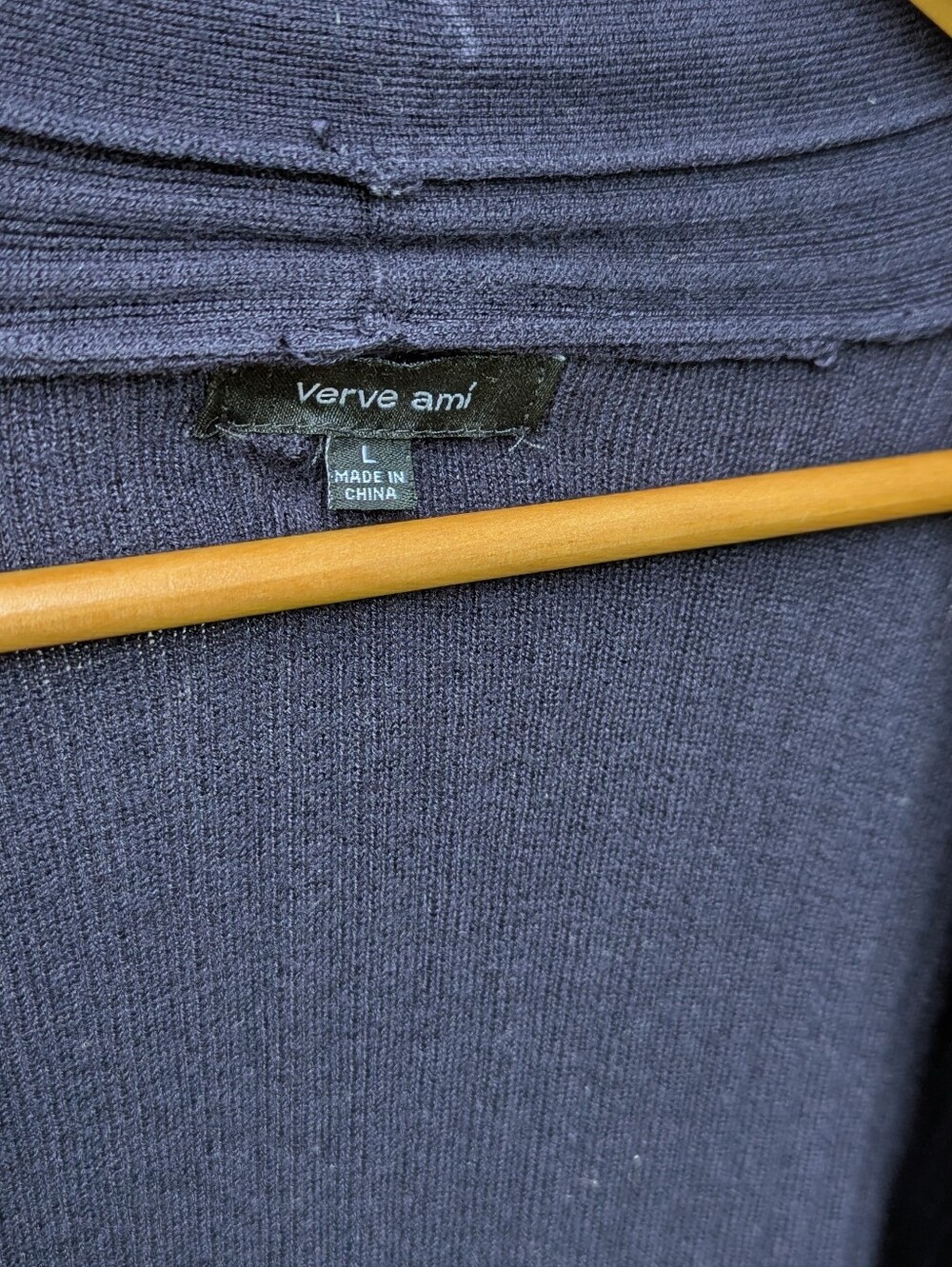 Verve Ami Navy Ribbed Open-Front Cardigan - Picture 2 of 3